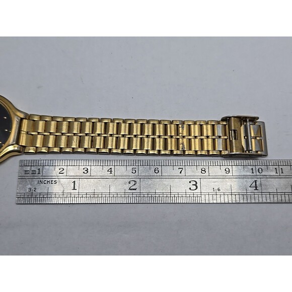 Seiko Quartz V701 6K09 Gold Tone Black Dial Mens Dress Watch New Battery Vintage - Picture 9 of 16